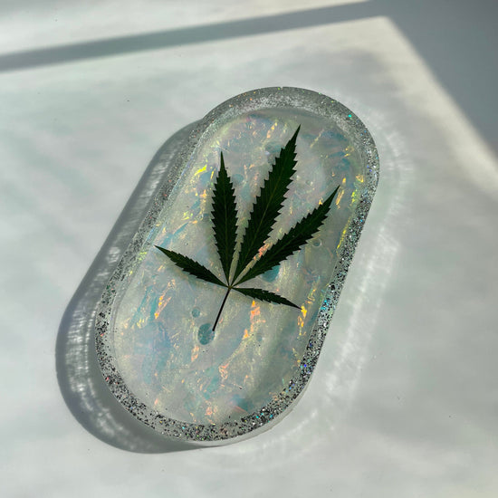 Holographic Cannabis Leaf Rolling Tray Tray Midnight Studio 