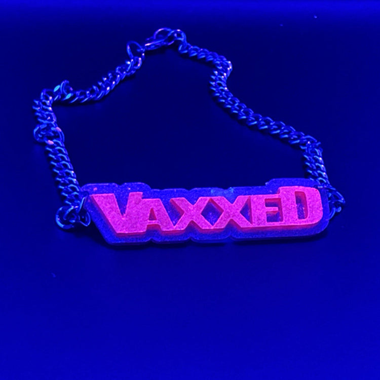 Holographic & Neon Pink "Retro" VAXXED Necklace - Midnight Studio Necklaces
