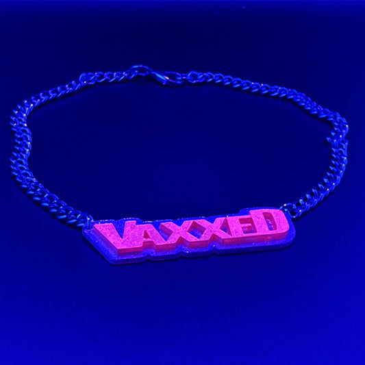 Holographic & Neon Pink "Retro" VAXXED Necklace - Midnight Studio Necklaces