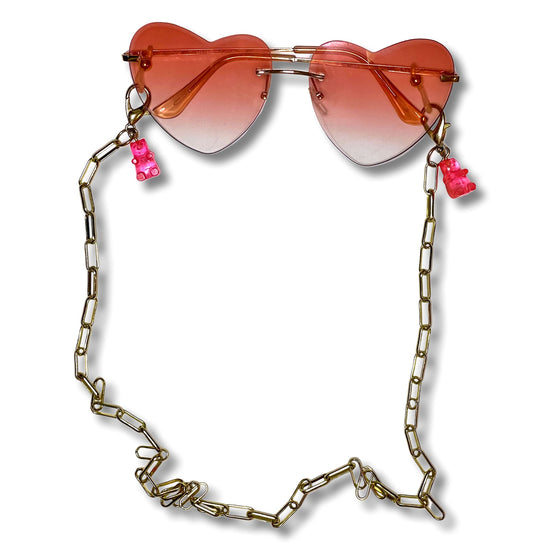 Hot Pink Gummy Bear Convertible Mask/Glasses Chain - Midnight Studio Convertible Mask Chain