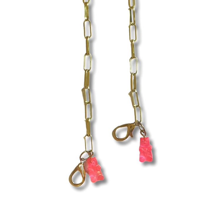 Hot Pink Gummy Bear Convertible Mask/Glasses Chain - Midnight Studio Convertible Mask Chain