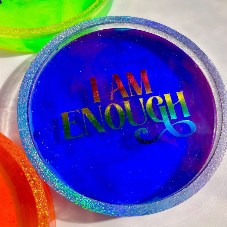 "I Am" Positive Affirmation Rainbow Coaster Set - Midnight Studio Coasters