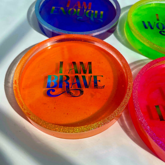 "I Am" Positive Affirmation Rainbow Coaster Set - Midnight Studio Coasters