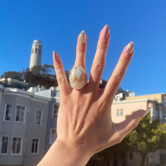 Iridescent Seashell Chunky Oval Ring - Midnight Studio Rings