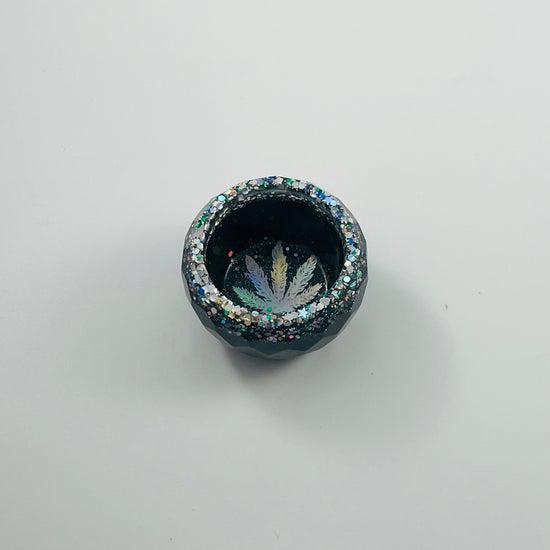 Mini Trinket Bowls bowl Midnight Studio Black w/ Pot Leaf Foil S 