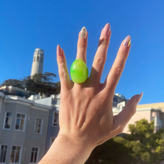 Neon Lemon Lime Chunky Oval Ring - Midnight Studio Rings