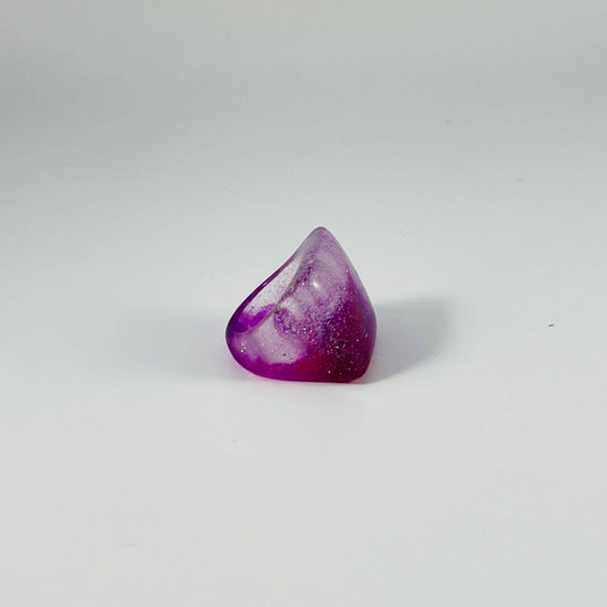 Neon Purple Chunky Square Ring with Iridescent Glitter - Midnight Studio Rings