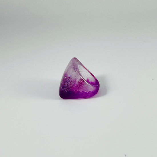 Neon Purple Chunky Square Ring with Iridescent Glitter - Midnight Studio Rings