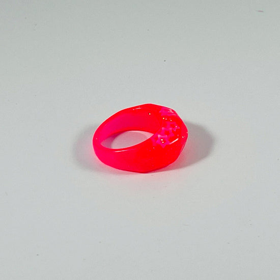 Neon Red Faceted Resin Ring - Midnight Studio Rings