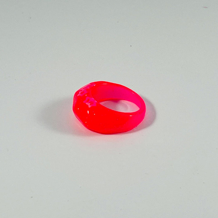 Neon Red Faceted Resin Ring - Midnight Studio Rings