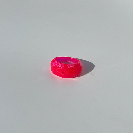 Neon Red Faceted Resin Ring - Midnight Studio Rings