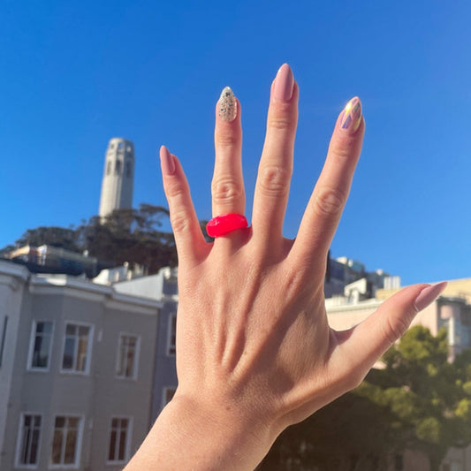 Neon Red Faceted Resin Ring - Midnight Studio Rings