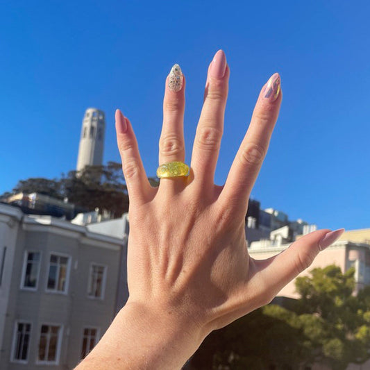 Neon Yellow Faceted Resin Ring - Midnight Studio Rings