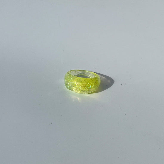 Neon Yellow Faceted Resin Ring - Midnight Studio Rings
