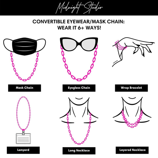 Pink & Gold Link Convertible Mask/Glasses Chain - Midnight Studio Convertible Mask Chain