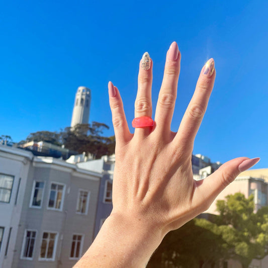 Pink & Opal *Glow in the Dark* Faceted Resin Ring - Midnight Studio Rings