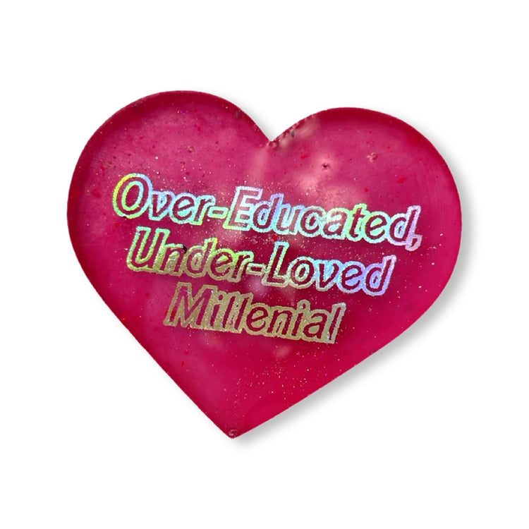 Pro Choice Hearts - Pin, Magnet, or Keychain - Midnight Studio Over-Educated Under-Loved Millenial / Pin (magnetic back) Keychains