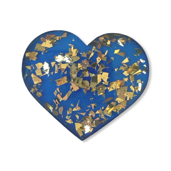 UKRAINE SOLIDARITY HEARTS (Proceeds Donated to Charity) - Midnight Studio Gold Flake / Pin (magnetic) Solidarity Heart