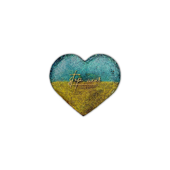 UKRAINE SOLIDARITY HEARTS (Proceeds Donated to Charity) - Midnight Studio Stop War / Pin (magnetic) Solidarity Heart