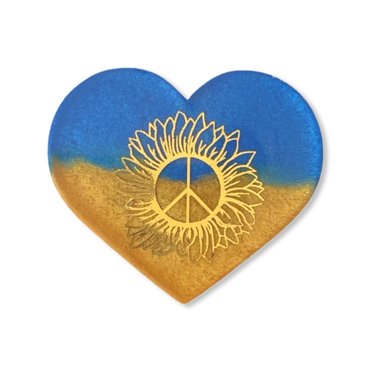 UKRAINE SOLIDARITY HEARTS (Proceeds Donated to Charity) - Midnight Studio Sunflowers for Peace / Pin (magnetic) Solidarity Heart