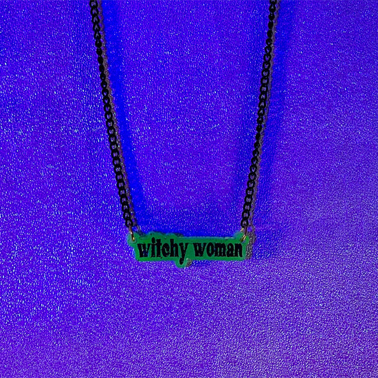 Witchy Woman Necklace - Midnight Studio Glow Green and Black Necklaces